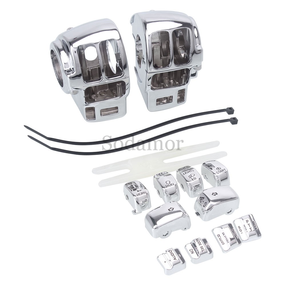 Chrome Hand Control Switch Housing Covers Buttons Caps For Harley Electra Street