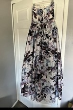 XSCAPE FLORAL HIGH LOW STRAPLESS GOWN DRESS sz 2