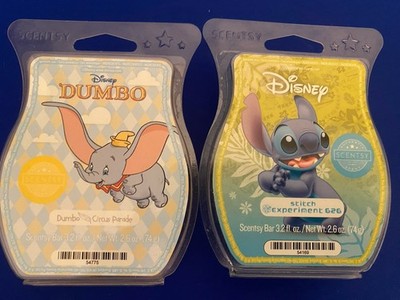 Scentsy Disney Lot of 2 Wax Bars Dumbo And Stitch New