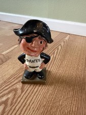 1960s Pittsburgh Pirates Gold Square Base Ceramic Bobble Head Doll 