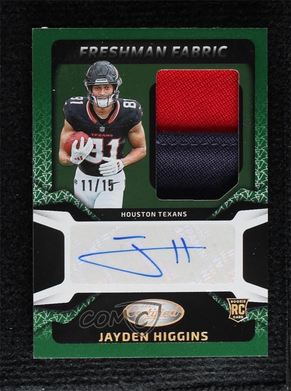 2025 Certified Green Etch 11/15 Jayden Higgins #FBC-JHS Rookie Auto RC 1fl4