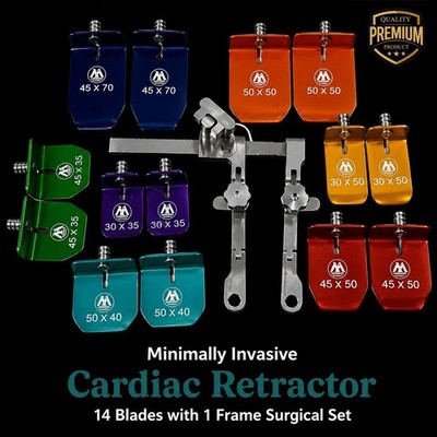 15pcs Minimally Invasive Cardiac Retractor 14 Blades with 1 Frame Surgical Set