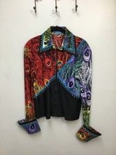 Chaqueta de equitación Peacock multicolor negra para mujer Western Horse Show Rail