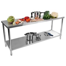 Tavolo Inox Acciaio Inossidabile Banco Da Lavoro Regolabile 200 X 60 Cm 160 Kg
