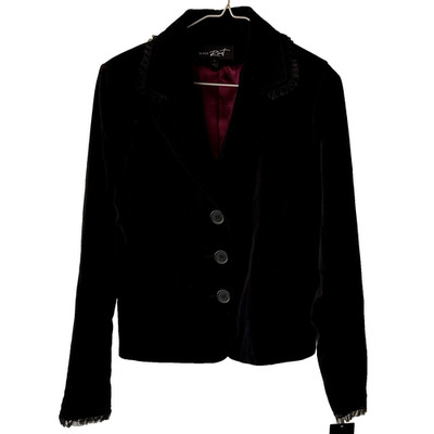 Vintage Black Velvet Goth Dark Romantic Women Small Jacket Blazer Whimsigoth