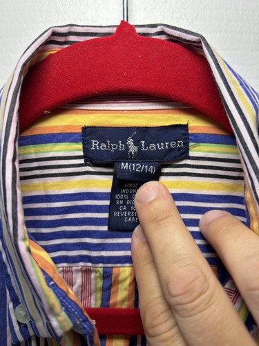 Polo Ralph Lauren Boys Size Medium 10/12 Long Sleeve Button Down Shirt Striped - Picture 3 of 9