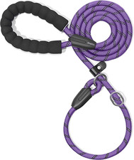 Durable Slip Lead Dog Leash with Padded Handle and Highly Reflective Threads, No