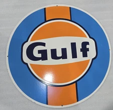 GULF PORCELAIN ENAMEL 30 X 30" Inches single sided.