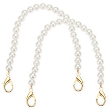 2 Pack 12" Imitation Pearl Purse Strap with Lobster Clasp Golden 
