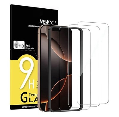 NEW'C Tempered Glass Screen Protector 9H for iPhone 17/17 Pro/16 Pro 6.3''