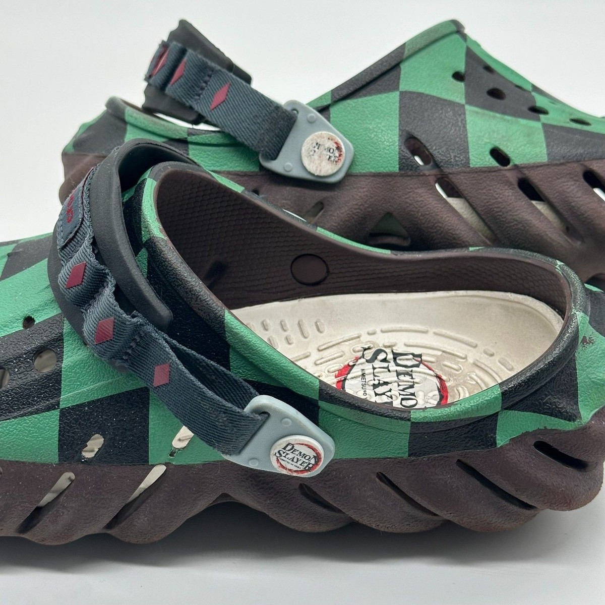 Demon Slayer CROCS Echo Tanjiro Green Black Checker No Charms Mens 6 - Womens 8 Amazon.com | Crocs Unisex-Adult Demon Slayer Echo Clogs  main image 2