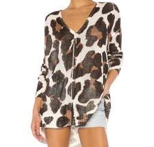 Show Me Your Mumu Top Women Small Oversized Duke Knit Sweater Leopard Cheetah