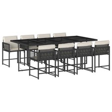 Patio Dining Set with Cushions Outdoor Furniture Light Gray Poly Rattan vidaXL