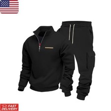 Men  s Winter Fleece Tracksuit Set   Hoodie  Pants   Casual Workwear   Long Zipp