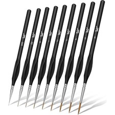 Miniature Paint Brush Set of 9 Fine Detail Tiny Micro Point Artist Brushes for