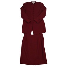 JONES NEW YORK Women's Burgundy Blazer Skirt Suit Set Size 10
