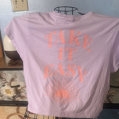 PINK Victoria's Secret Take It Easy Graphic T-Shirt Light Purple crop XL