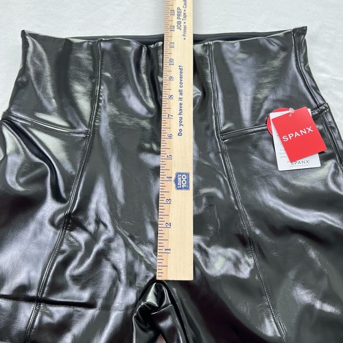 Spanx Faux Patent Leather Leggings Womens Large Classic Black High Rise Ankle - Picture 6 of 12