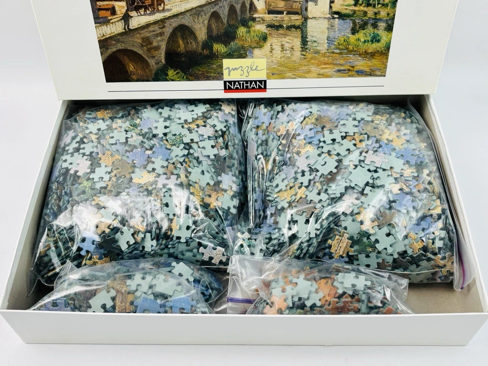 Nathan 5000-Piece Jigsaw Puzzle of The Bridge at Moret by Alfred Sisley COMPLETE - Image 3 of 4