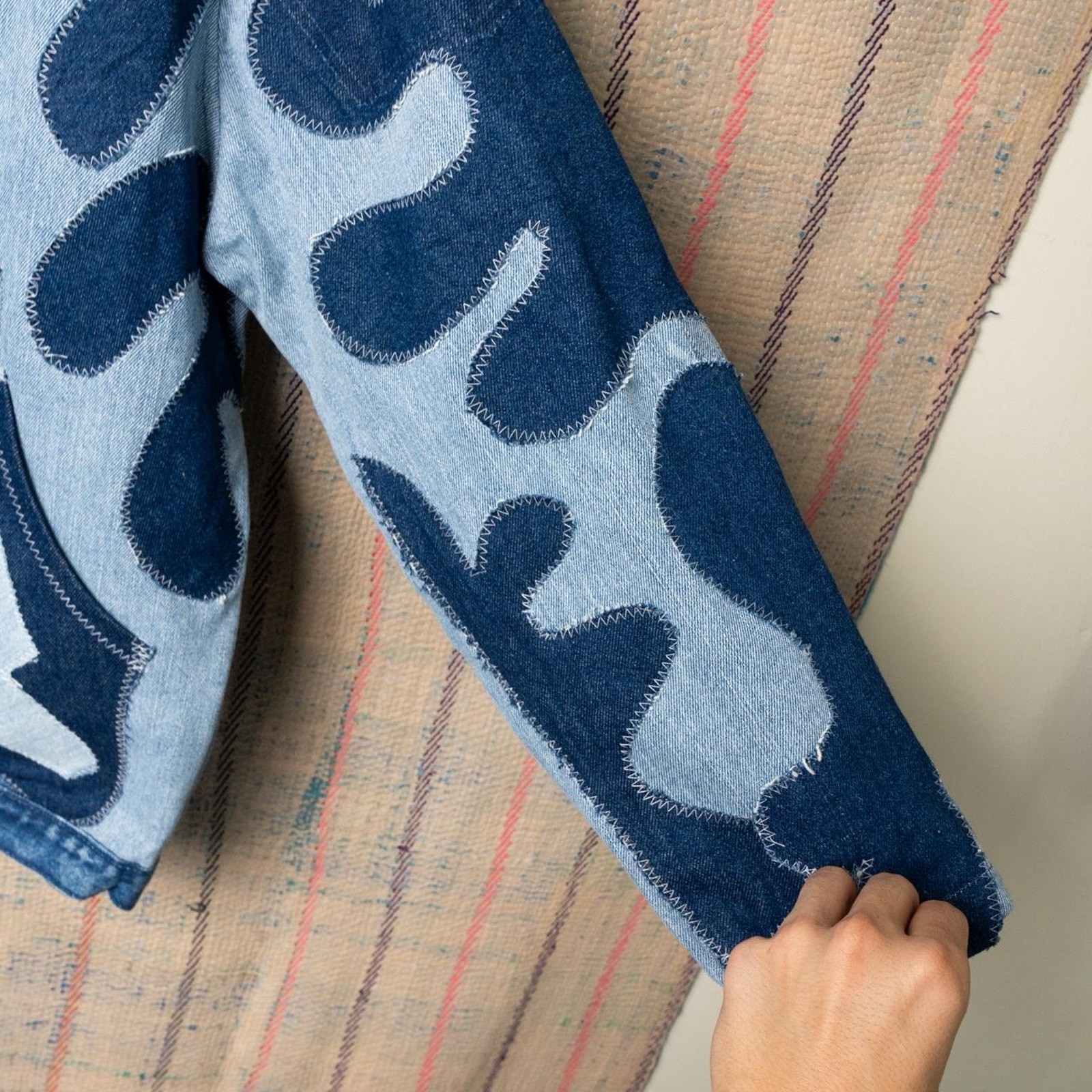 Custom Upcycled patchwork denim jacket - image 5