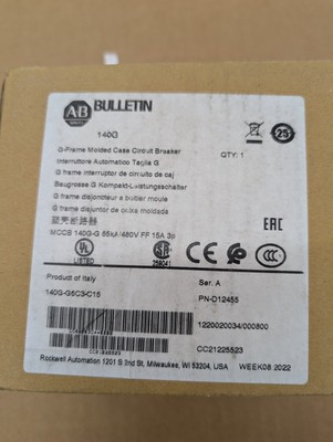 Allen-Bradley 140G-G6C3-C15 G-Frame Molded Case Circuit Breaker
