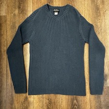 Eddie Bauer Mens Big  Tall XL Ribbed V-Neck Sweater Pullover Blue Preppy Y2K