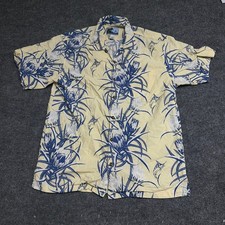 AFTCO Button Down Shirt Mens Size XL Yellow Rayon Marlin Tropical USA Made