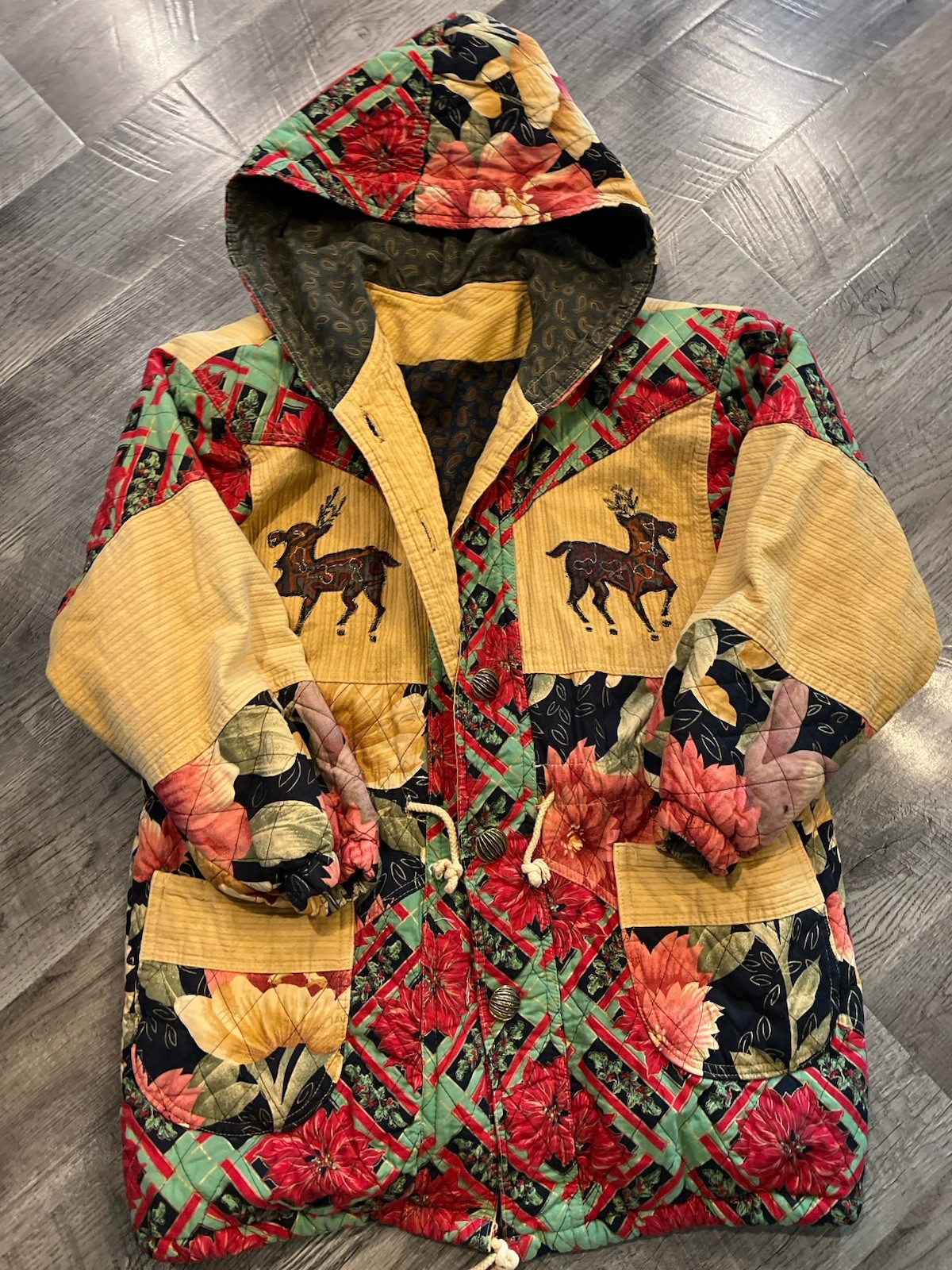 Vintage Handmade quilted Patch Work Jacket Made I… - image 1