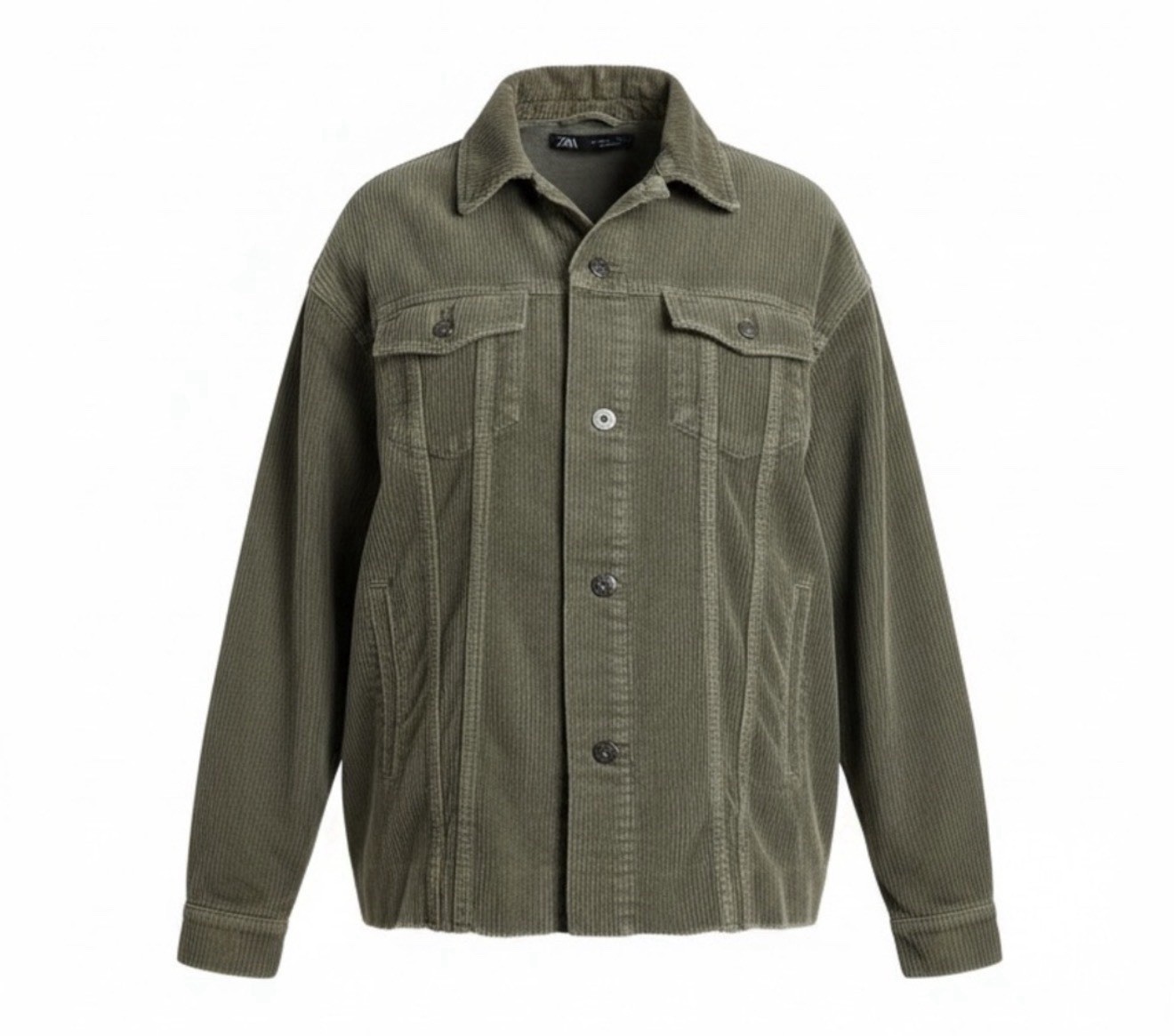 Zara Olive Green Collared Button Basic Jacket Poc… - image 1