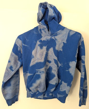 Gildan Size M Boys Blue and White Full Zip Pocket Hooded Jacket