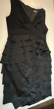 Adrianna Papell Sleeveless Banded Tiered Sheath Black Dress Size 10