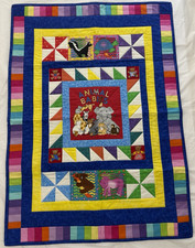 Handmade Animal Babies Baby Quilt Colorful Patchwork Crib Quilt 25x34.5