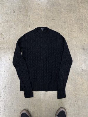 Todd Snyder Lambswool Cable Knit Sweater Size L Fits Small Black Crew Neck