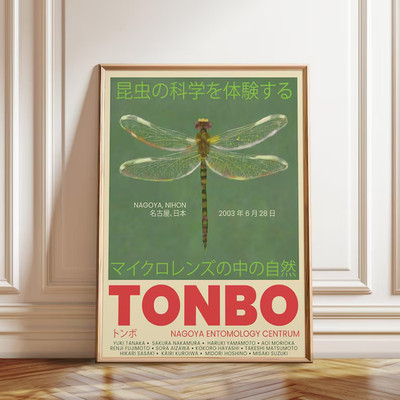 Japanese Dragonfly Art Print 2003 Exhibition Poster Tonbo Elegant Wall Decor