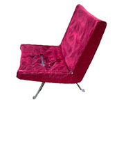 Joseph Andre Motte rare fauteuil 141  dossier pliant piétement métal plat noir