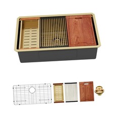 Gold Finish 304 Stainless Steel Undermount Kitchen Sink - 30-Inch Workstation