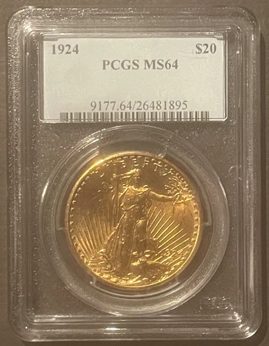 1924 $20 GOLD ST. GAUDENS DOUBLE EAGLE Classic Coin PCGS MS64: 10361