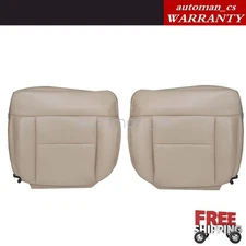 For 2004-2008 Ford F150 Driver & Passenger Bottom Leather Seat Cover Beige Tan