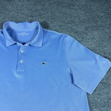 Vineyard Vines Mens Large Blue Short Sleeve Performance Pique Polo Shirt Whale