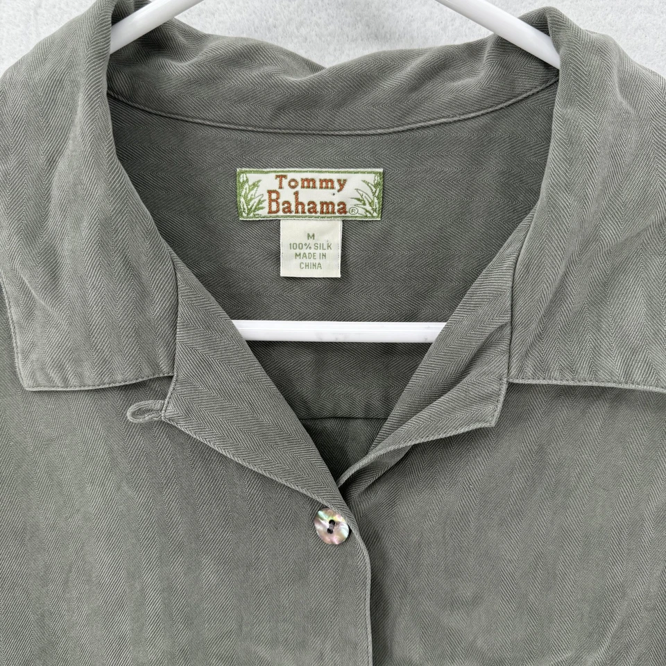 Tommy Bahama рубашка женщин средний серый 100% шелк на пуговицах длинным рукавом повседневный - Изображение 3 из 4