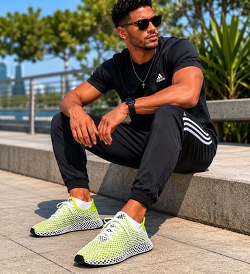 Adidas Deerupt Runner Green Solar Slime Running Shoes Sneakers Size 11 EUC