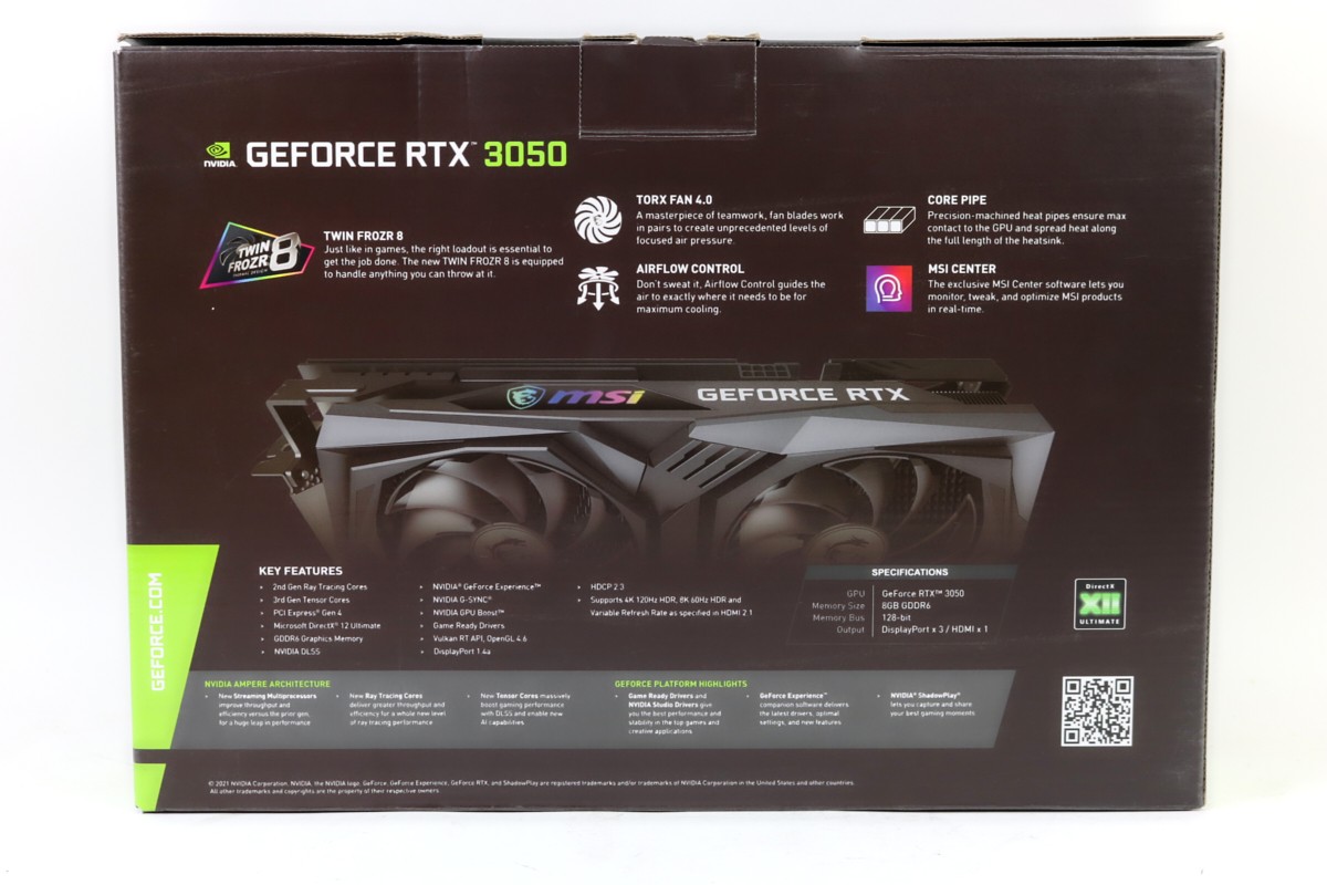 MSI GeForce RTX 3050 8GB Gaming X GPU w/Box | 1yr Warranty, Fast