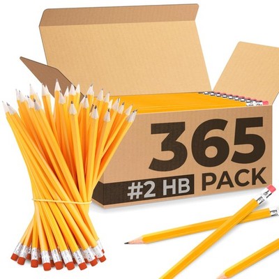 Pencils Bulk, 365 Pack, Pre Sharpened #2, Pencils Set, Easy Hold Grip With Er...
