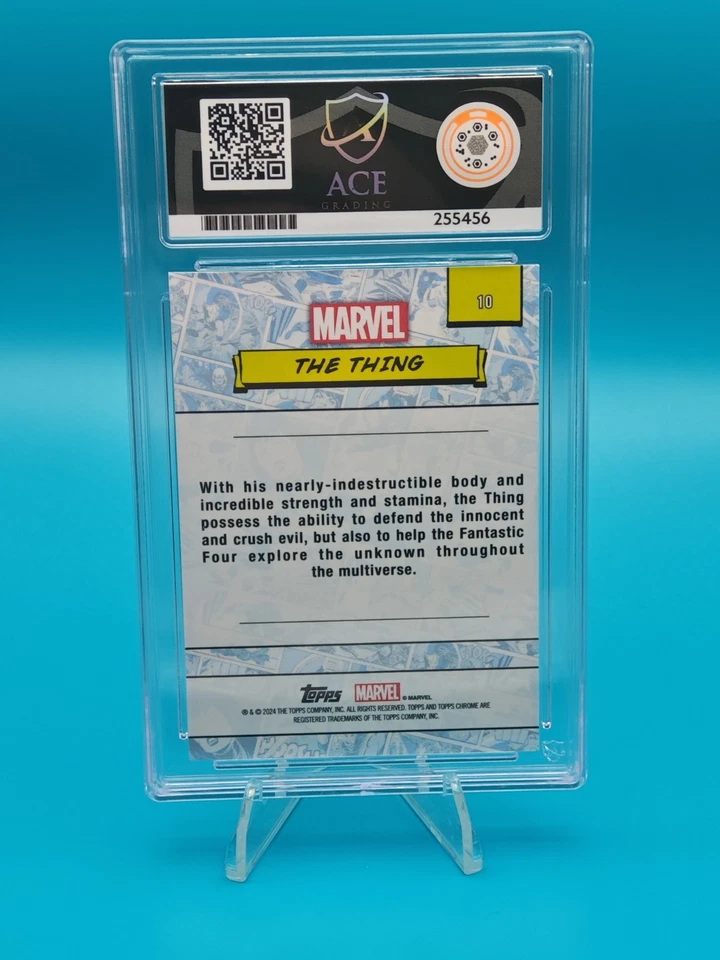 2024 Topps Chrome Marvel The Thing /39 Human Torch Refractor ACE 10 custom Label - Image 4 of 4