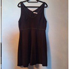 Halston Heritage Black V-Neck Empire Waist A-Line Mini Dress Size 14