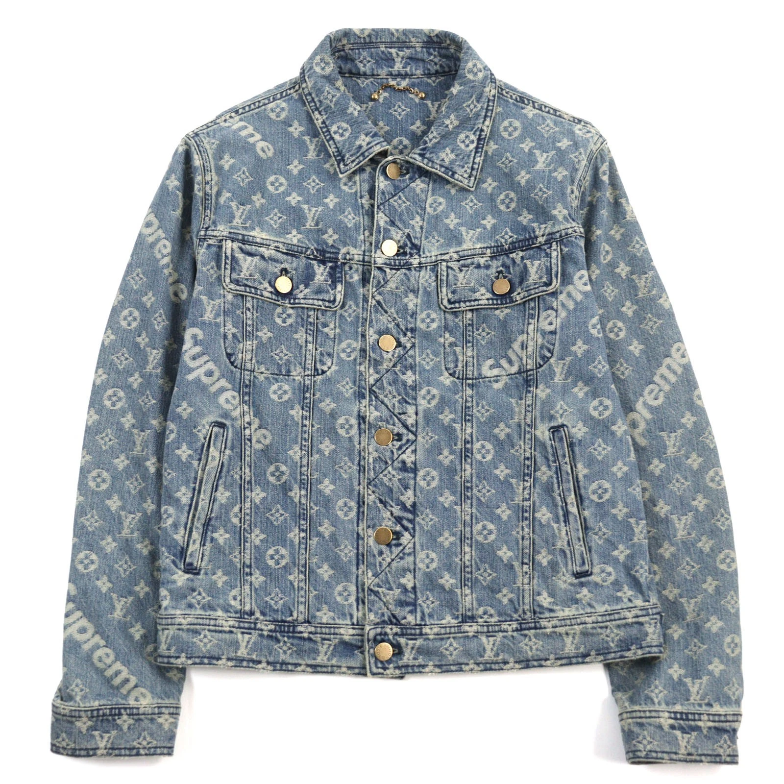 Veste camionneur Louis Vuitton Supreme Jacquard Denim taille 46, rang A