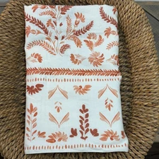 POTTERY BARN TERRACOTTA EMBROIDERED COTTON TABLE THROW 50" SQ