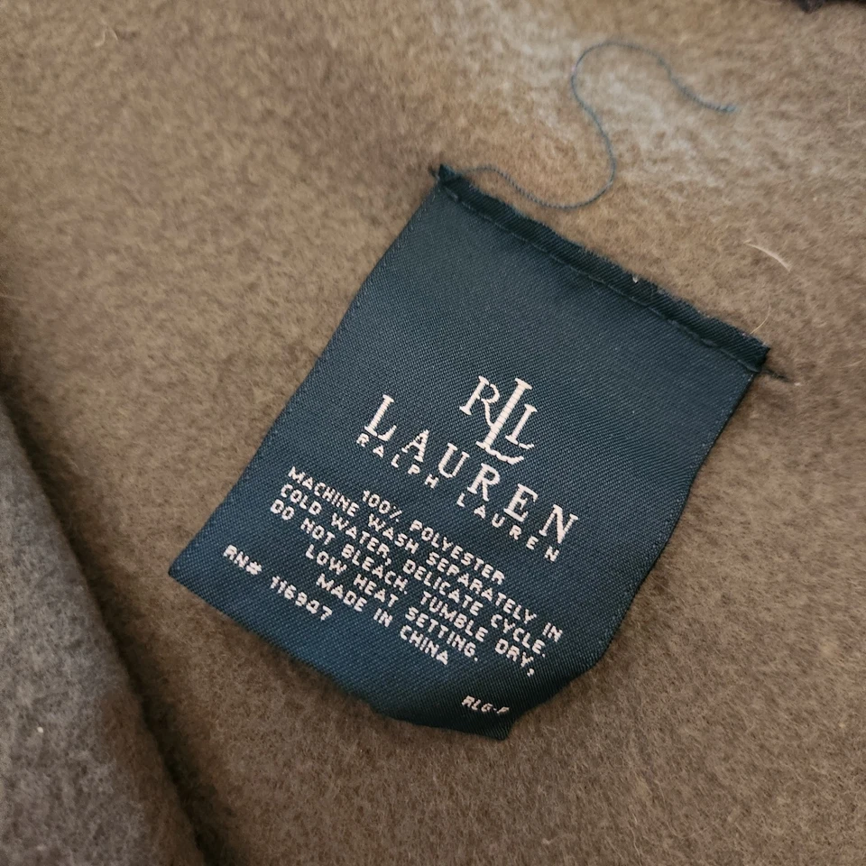 Ralph Lauren Polo Oso Polar Manta Lanzamiento Whipstitch De Colección Y2K Oliva 54" x 70" Foto 3 de 3