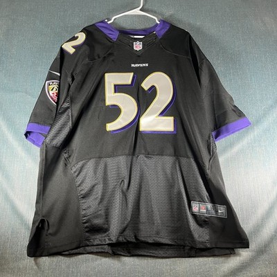 Nike NFL Baltimore Ravens #52 Ray Lewis On Field Men's Jersey Size 56 Black 
