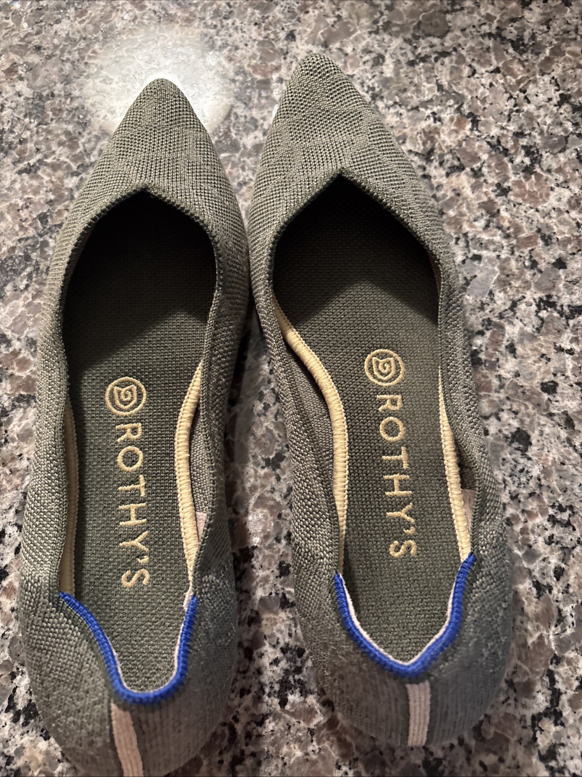 Rothy’s The Point Olive Green Camo Knit Ballet Flats Size 7.5
